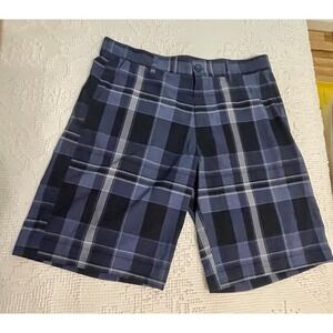 OP Ocean Pacific Flex Chino Shorts Mens 34 Blue Plaid